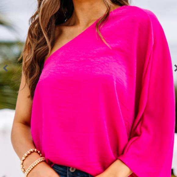 Go Where You Choose Fuchsia Pink One Shoulder Top - Picture 1 of 7